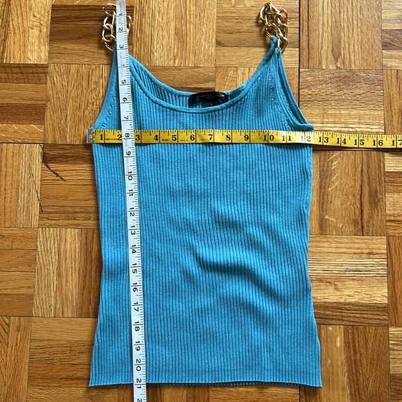 💕August Silk Teal Knit Tank Top with Gold Chain Straps S EUC - Picture 6 of 6
